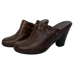 Born brown leather studded mules sz 9 / 40.5